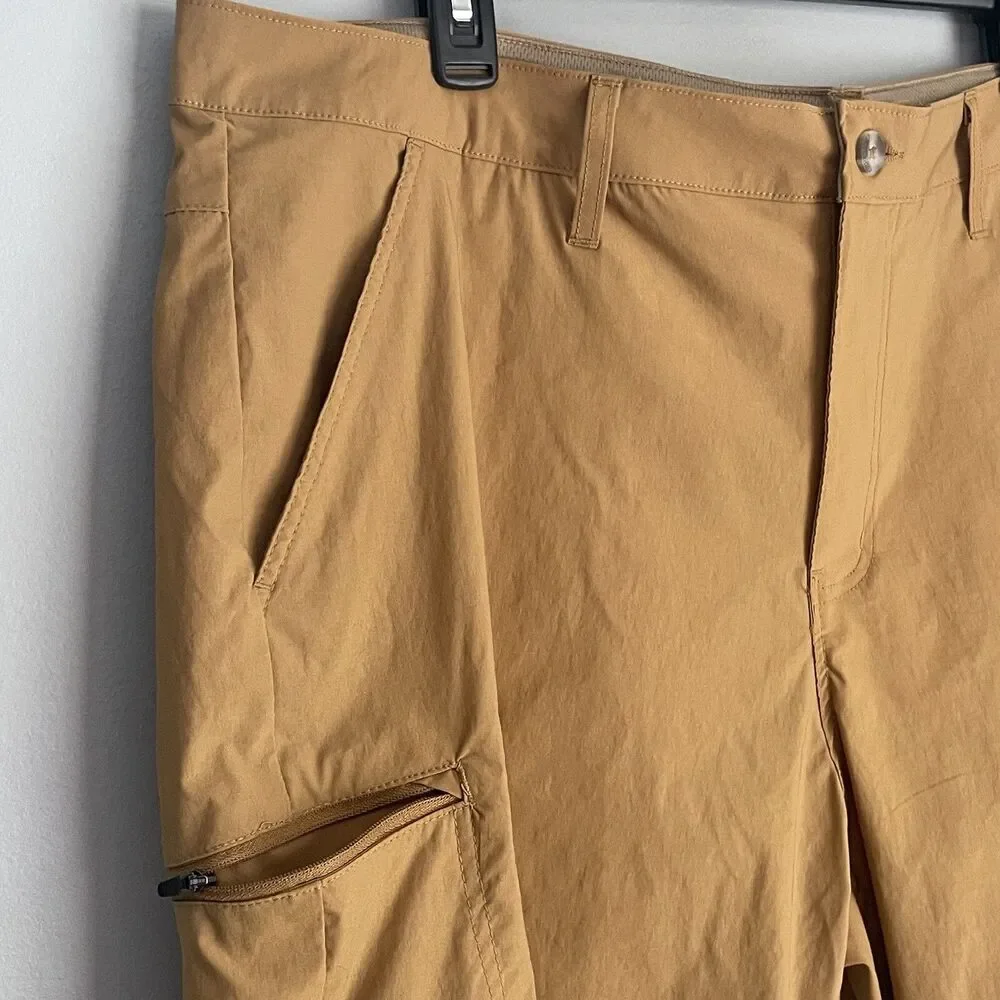 Eddie Bauer Flat Front Nylon Shorts Men's Size 40 Brown 10 Inch Inseam Logo